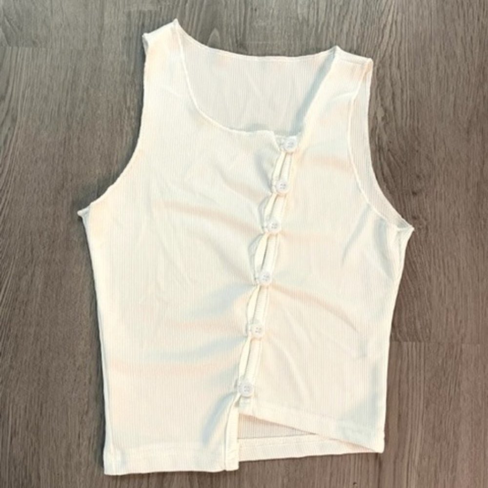 Button Up Crop Tank Top